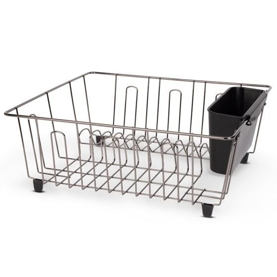 Mainstays Compact Dish Drainer Rack Chrome Black Kitchen Drying Tray gallery