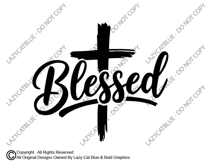 Blessed Cross Decal Sticker Jesus God Religious Gift Christian Pride Love Church gallery