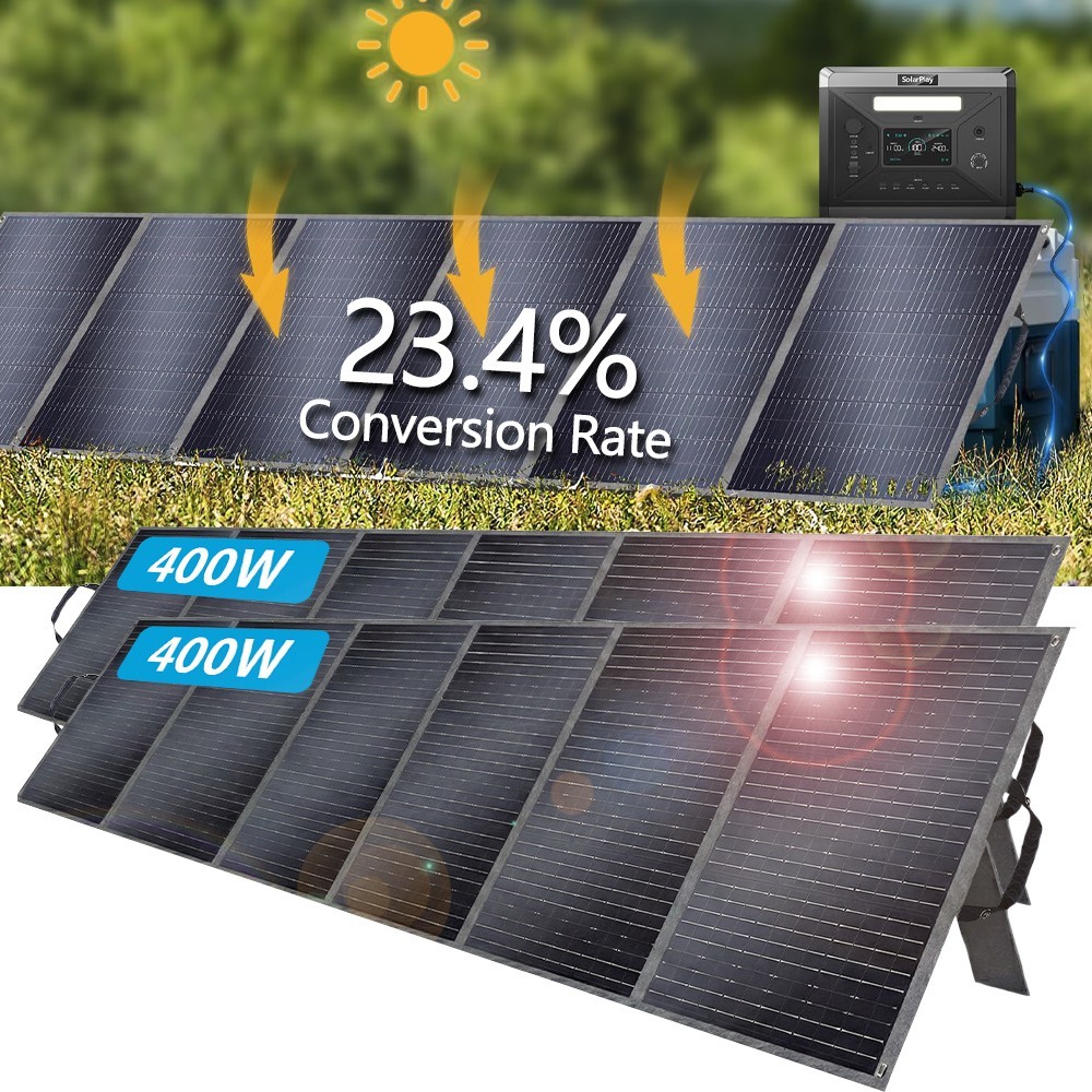 2PCS Foldable 400W Solar Panel ETFE-Coated Monocrystalline 23.4 Conversion Rate gallery