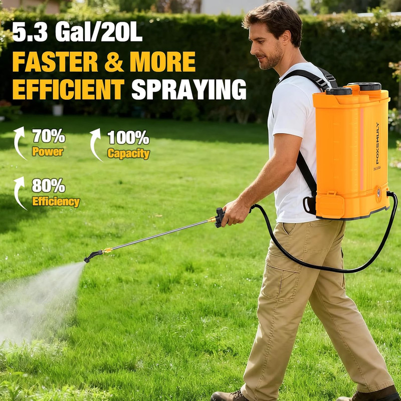 Battery Powered Backpack Sprayer for Dewalt 20V Max Battery, 5.3 Gallon, 100 PSI gallery