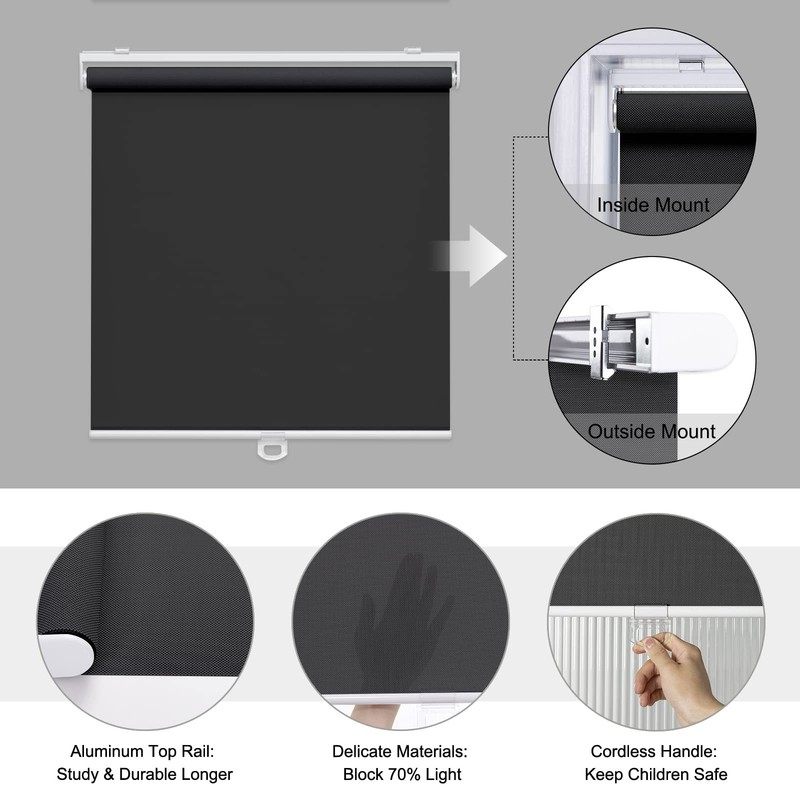 Cordless Roller Shades for Windows Light Filtering Shades with 5% Openness So... gallery
