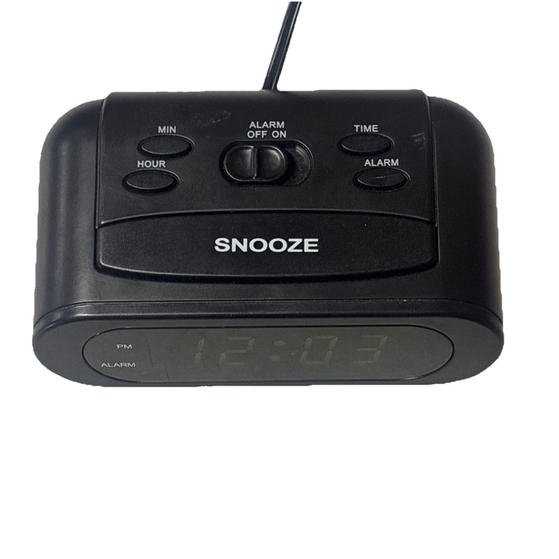 Advance Model 3143 Digital Alarm Clock Black with Green Display Battery Backup gallery