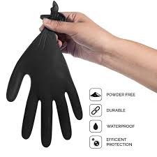 Basic Vinyl Synmax Exam Gloves Powder-Free Size:M ,Color:Black,100pcs gallery