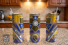 Alpha Phi Omega ΑΦΩ 20oz Tumbler 1925 Crest Royal Blue Gold Insulated Cup Frat