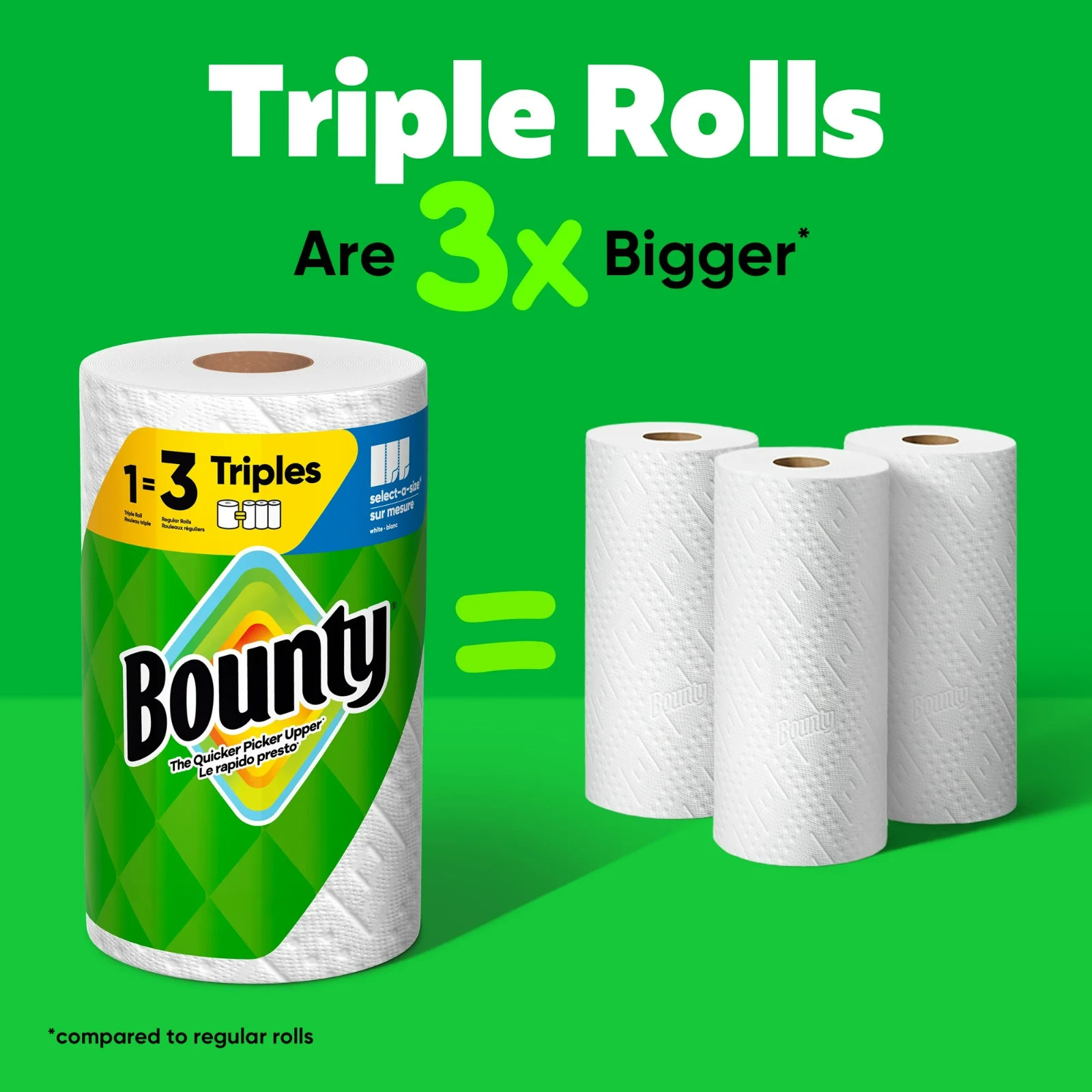 Bounty Paper Towels Select-A-Size White, 10 Triple Rolls, 123 Sheets Per Roll gallery
