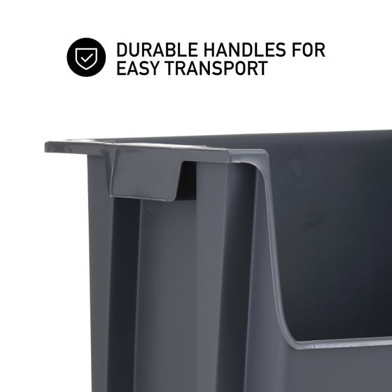 Mighty Tuff Large Nesting Stack Storage Bin, All, Plastic, Gray gallery