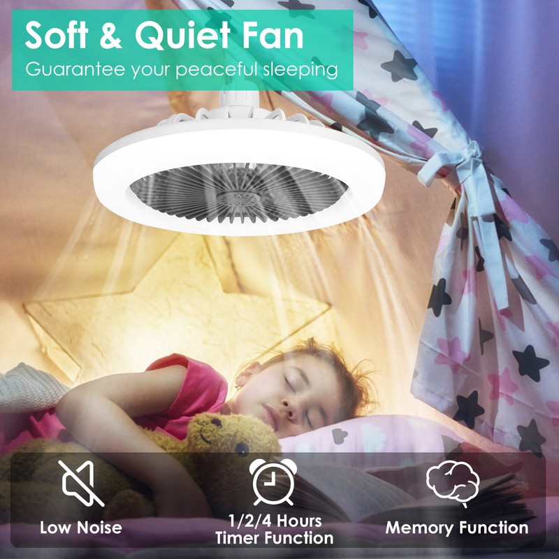 Modern LED Ceiling Fan with Light E27 Adjustable Bedroom Living Room Fan Lamp US gallery