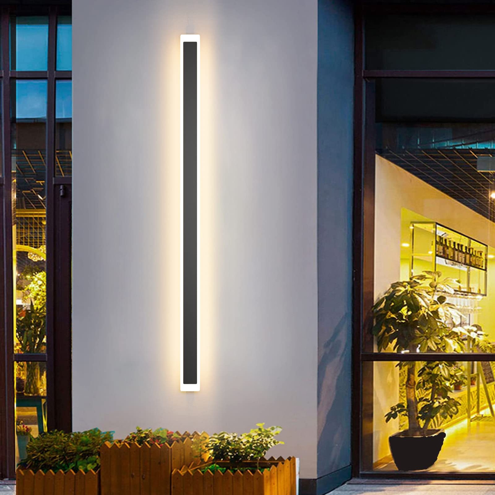 Porch Wall Lights 59inch Long Strip Modern Outdoor Wall Light Fixture, Black ... gallery