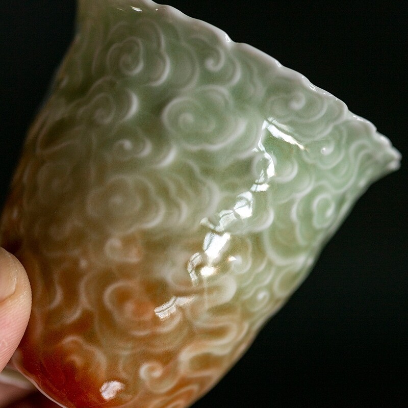 80ml Celadon Porcelain Relief Master Cup Handmade Creative Master Tea Cup China gallery
