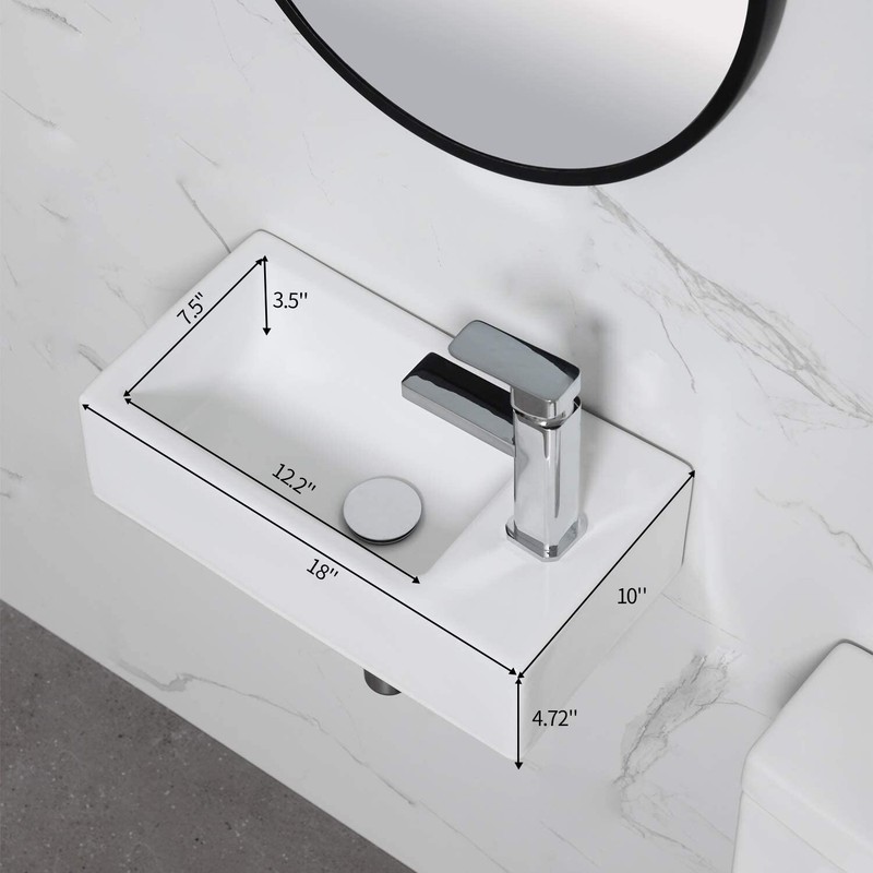 Wall Mount / Countertop basin Mini Rectangle Ceramic Sink for Tiny Bathrooms gallery