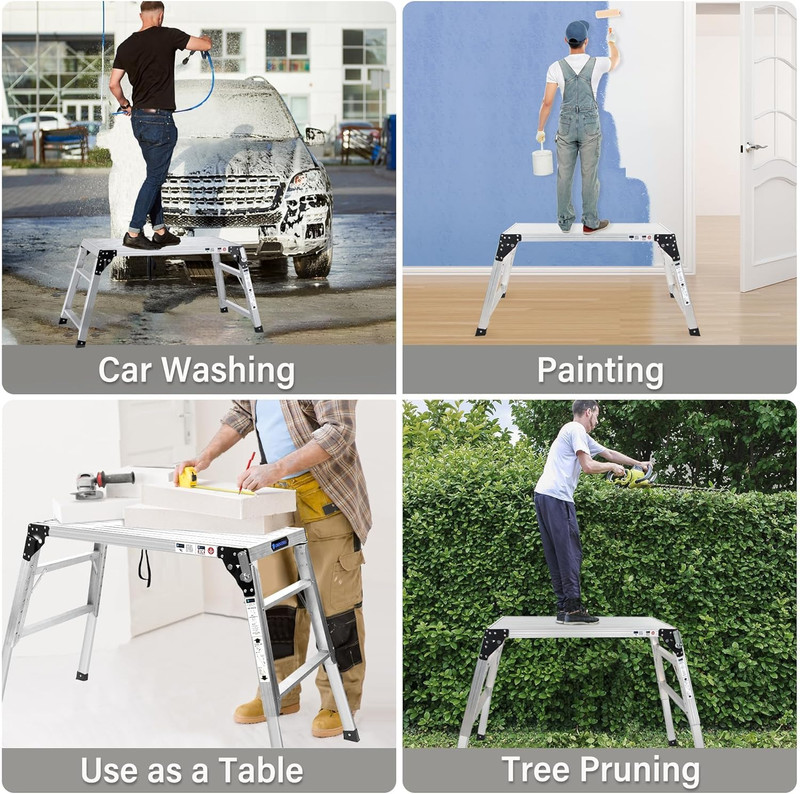 ORIENTOOLS Adjustable Work Platform, (39.4" X 18.5") Portable Folding Aluminum S gallery