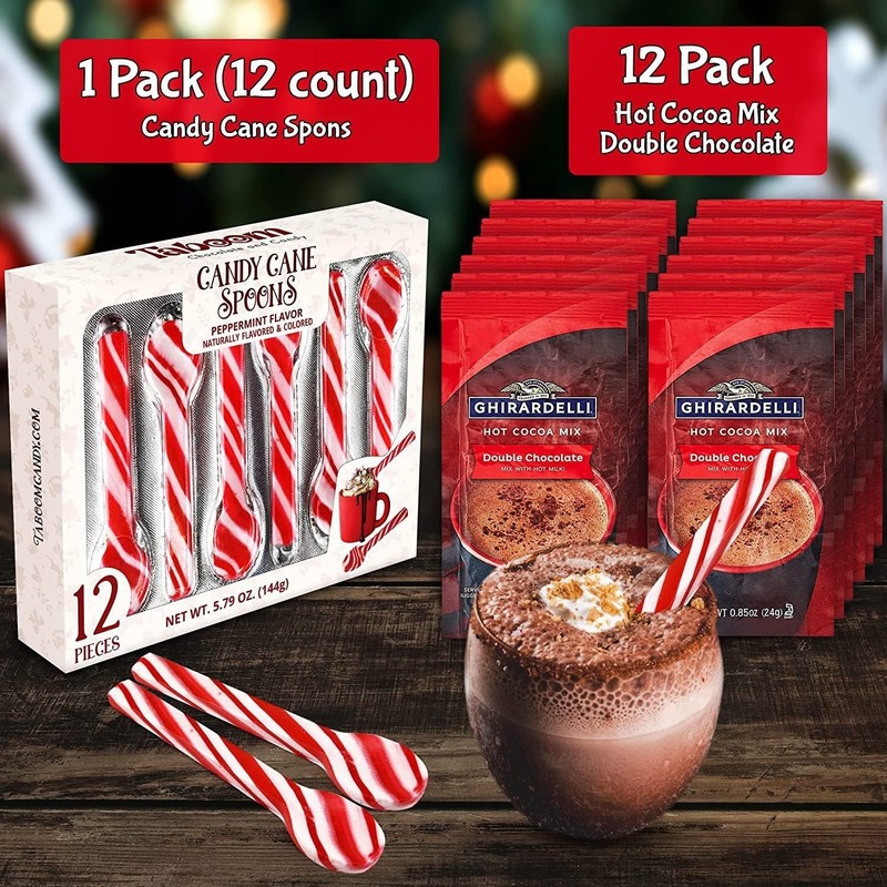 Taboom Dye-Free Peppermint Candy Cane Spoon & Hot Cocoa Bundle - 12 Individua... gallery