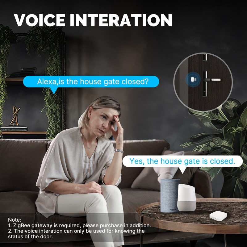 MOES ZigBee Smart Door Window Sensor Detector Home Alarm System Alexa Google APP gallery