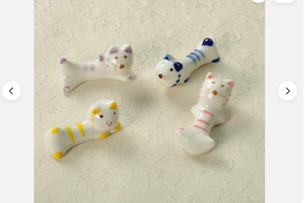 4pc Japanese Ceramics Cute Cat Chopsticks Rack Tableware Rack, Brush Rest gallery