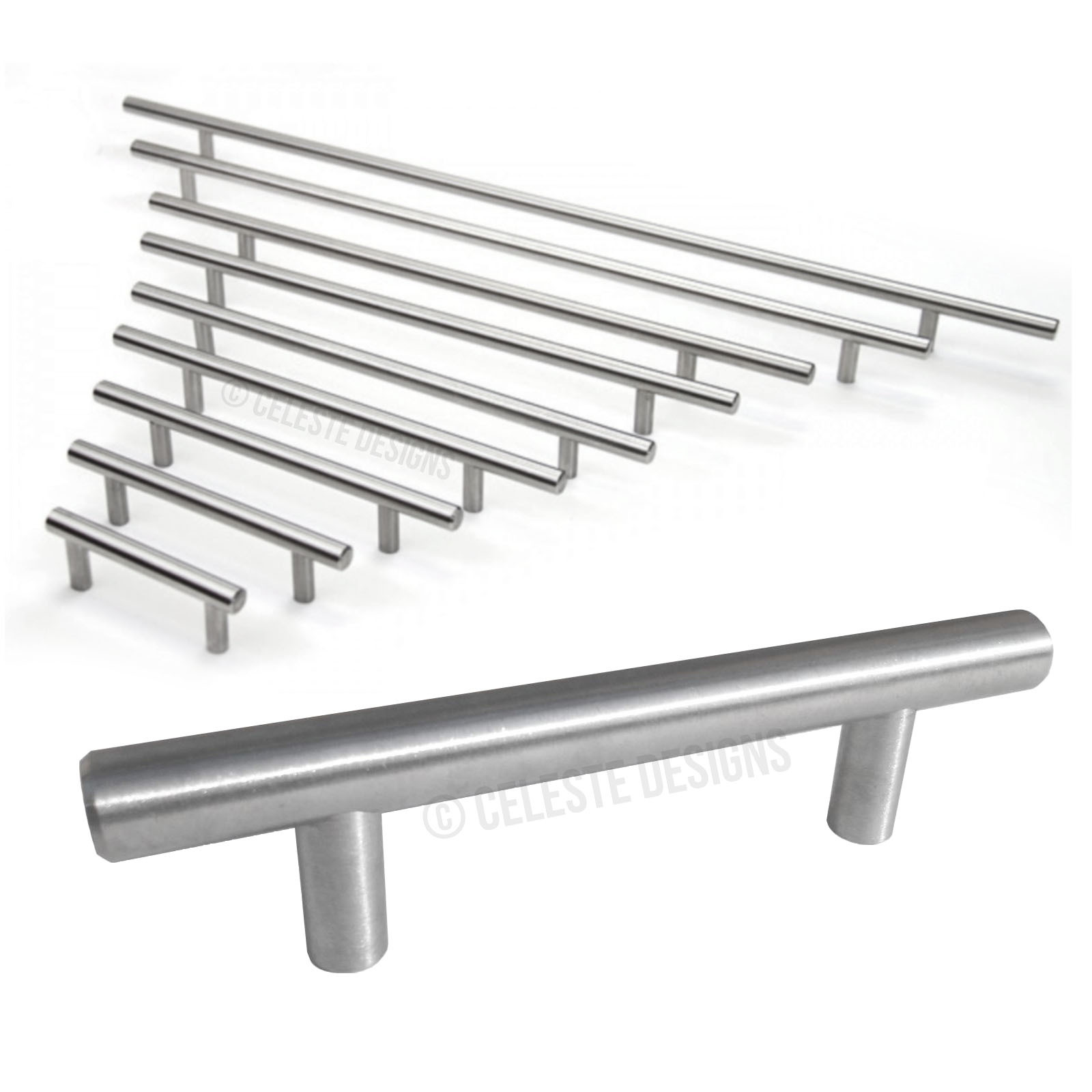 Bar Pull Modern Cabinet Handle Brushed Nickel Solid Steel 12 mm gallery