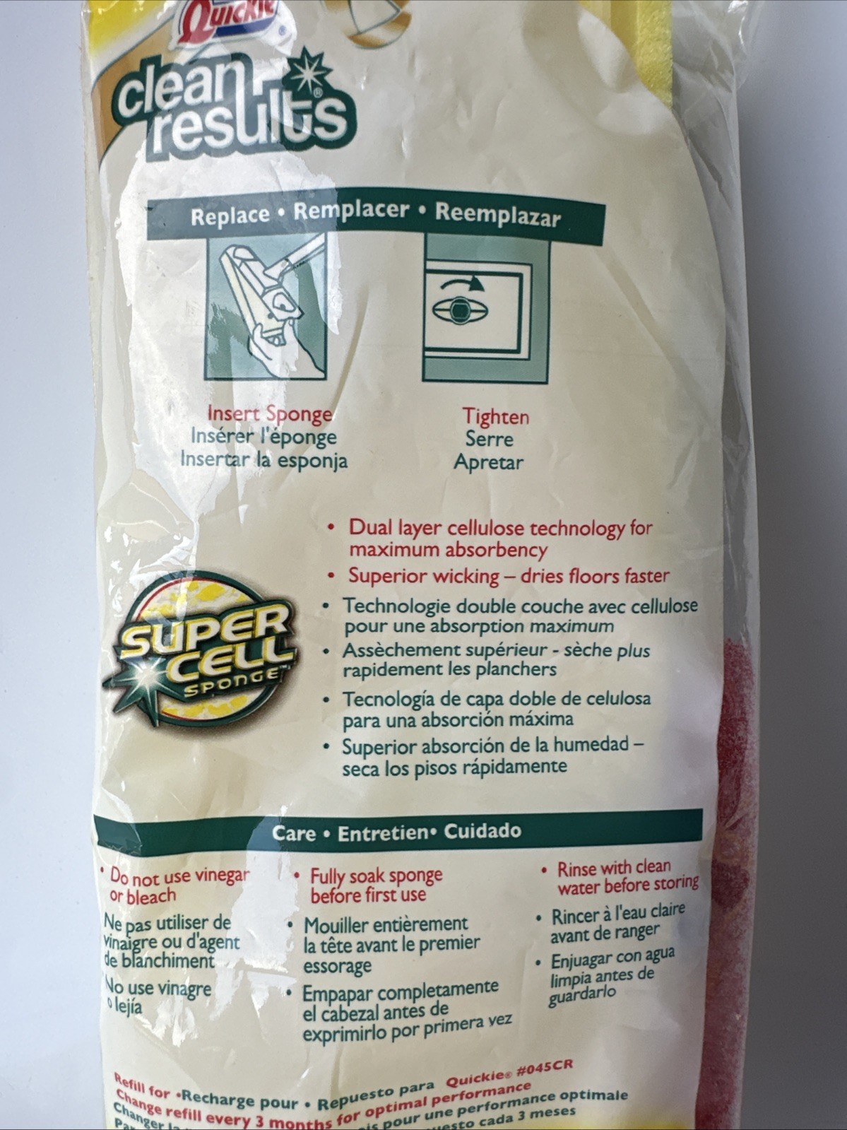 NEW Quickie Clean Results Type S Automatic Sponge Mop Head Refill #0442CR Sealed gallery