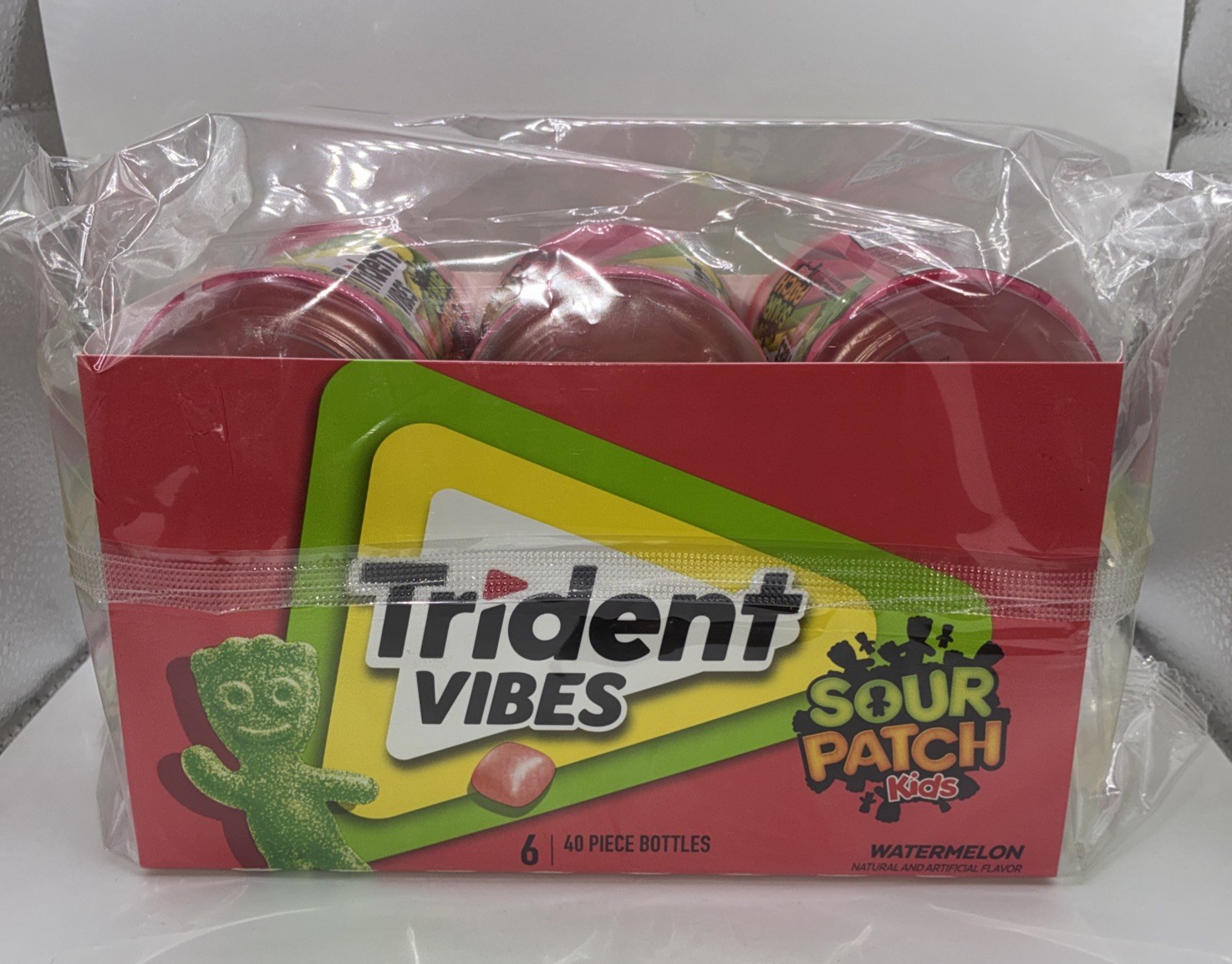 💥 Trident Vibes SOUR PATCH KIDS Watermelon Sugar-Free Chewing Gum, 6 Bottles gallery