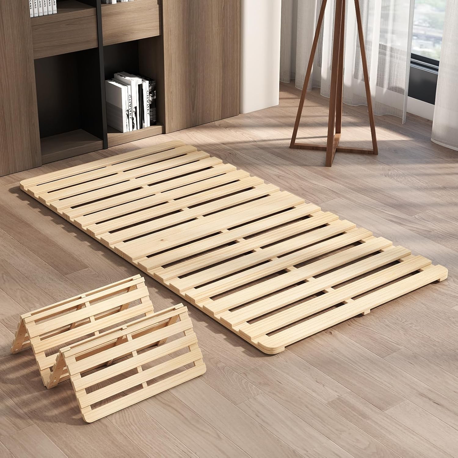 H&ZT Tatami Bed Frame Moisture-Proof Slatted Floor Bed Frame for Futon Mattress gallery