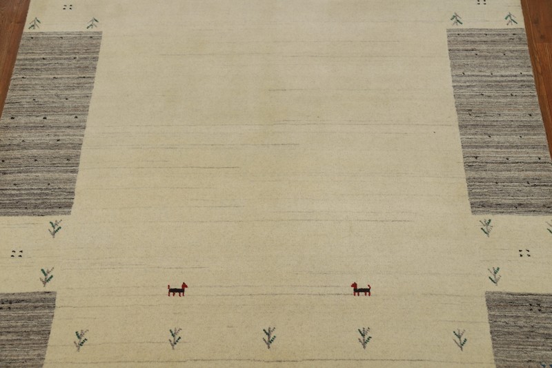 Bordered Stylish and Versatile Gabbeh Bedroom Rug Handmade Wool 5x6 ft gallery