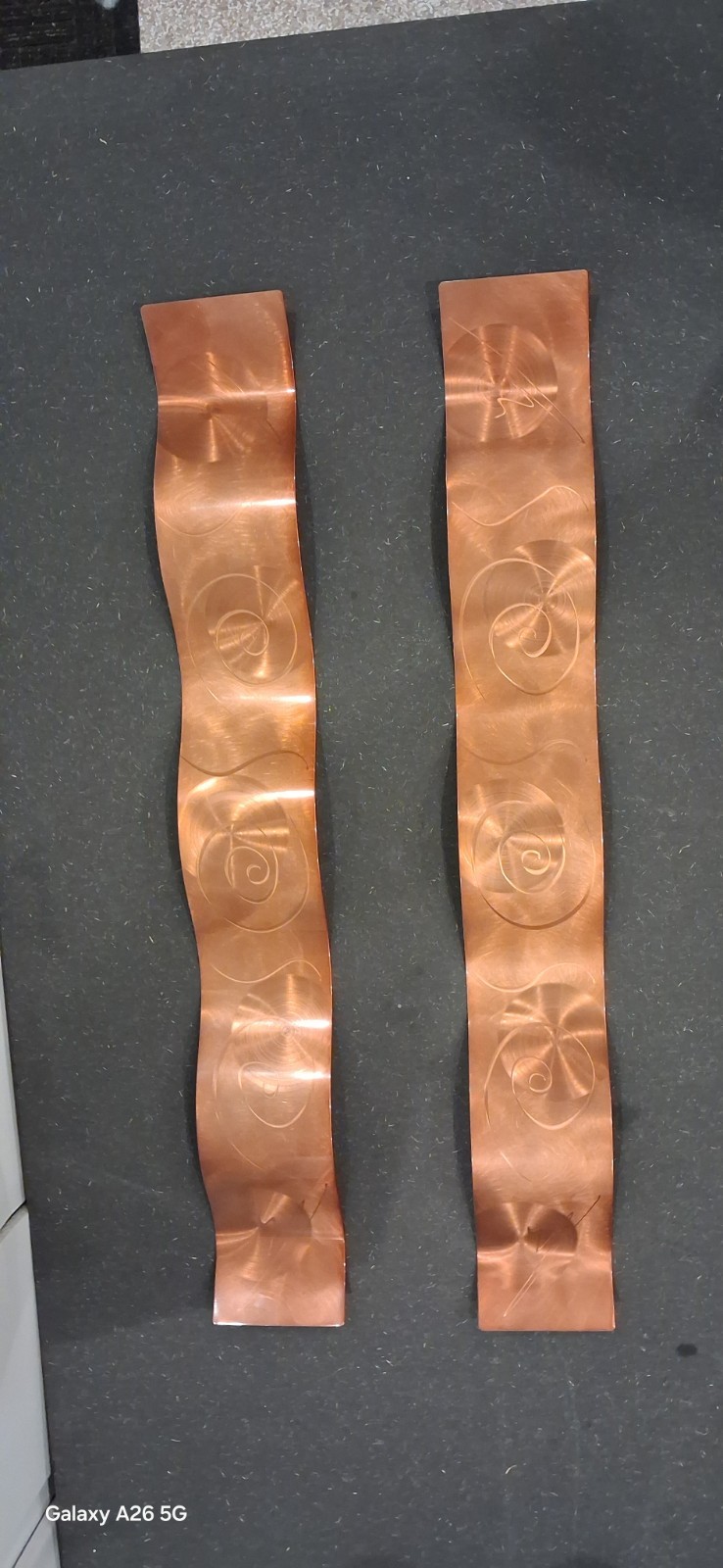 Wave Duo – Hand‑Brushed Copper Wall Sculptures Signed by Jon Allen gallery