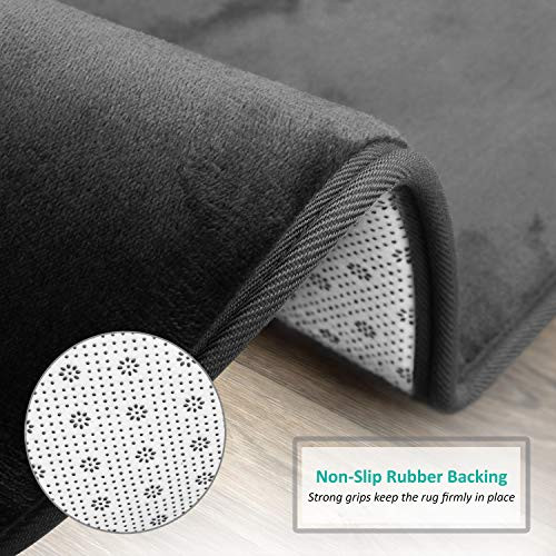 Bathroom Rugs, Velvet Memory Foam Bath Mat, Non-Slip, Solid Black 17 x 24 gallery