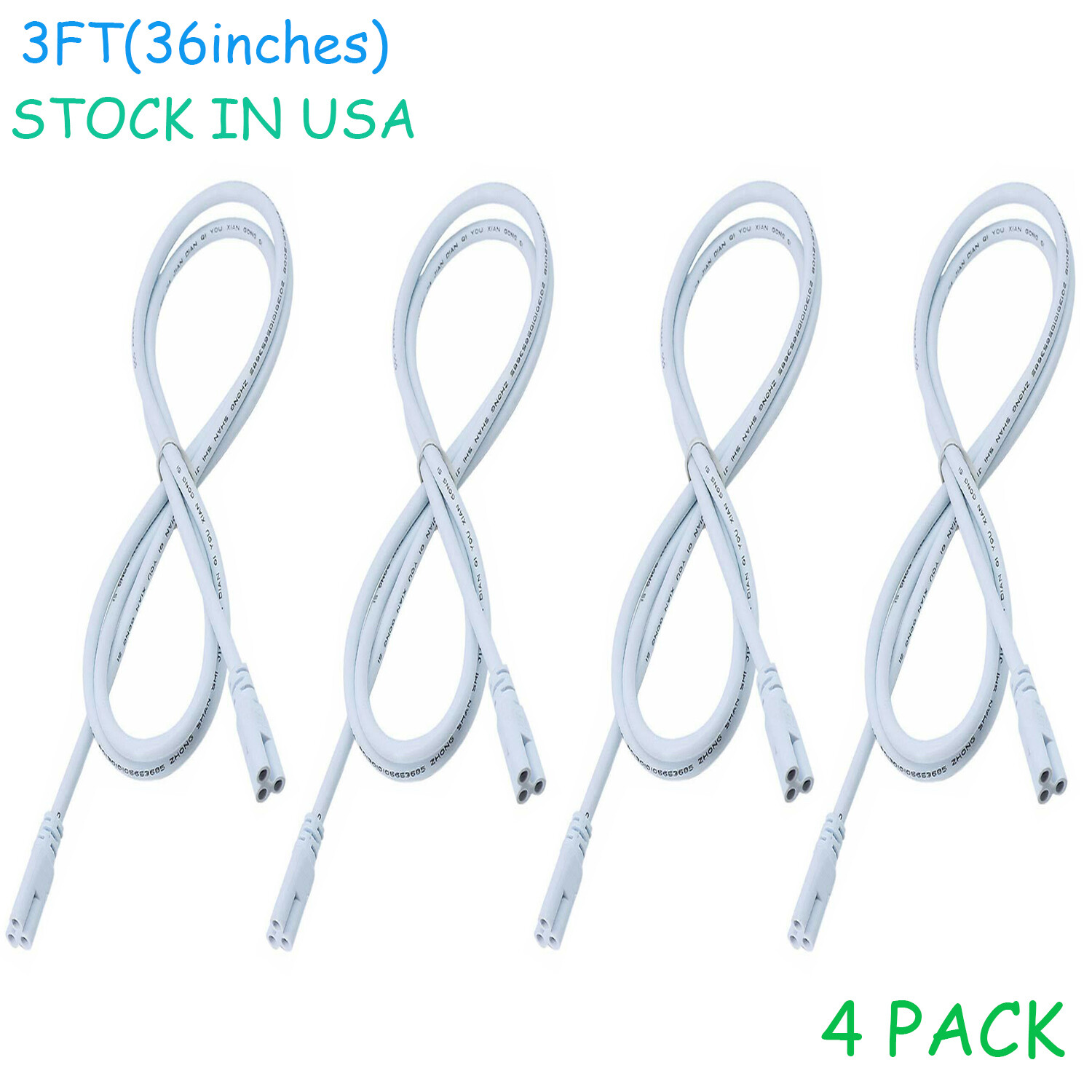 4 Pack 3FT Connector Cords 3 Pin Connecting Cables Wire For T5 T8 LED Tube Light gallery