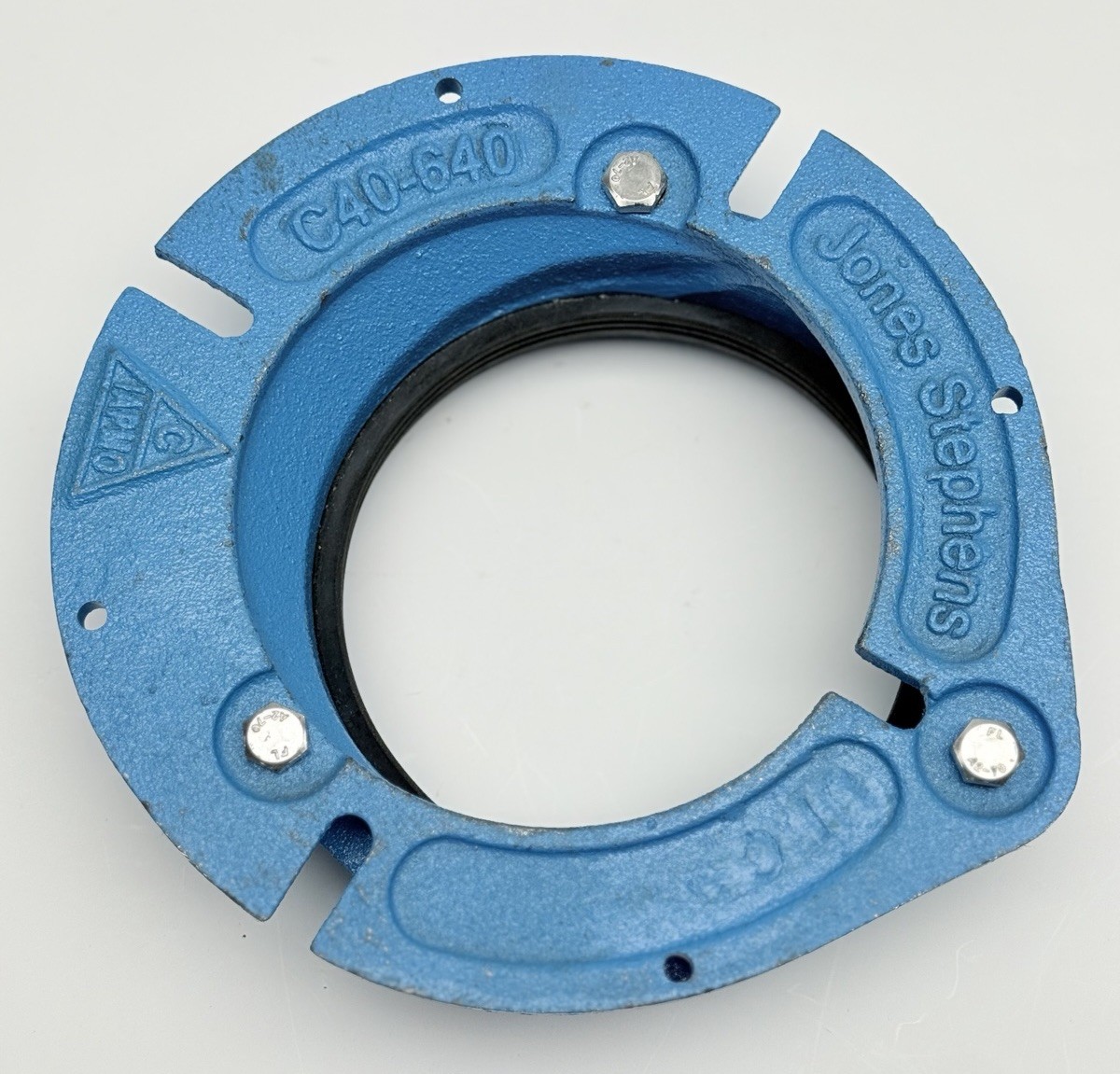 C40-640 Jones Stephens 4" No Caulk Code Blue 1" Offset Closet Flange, C40640 gallery