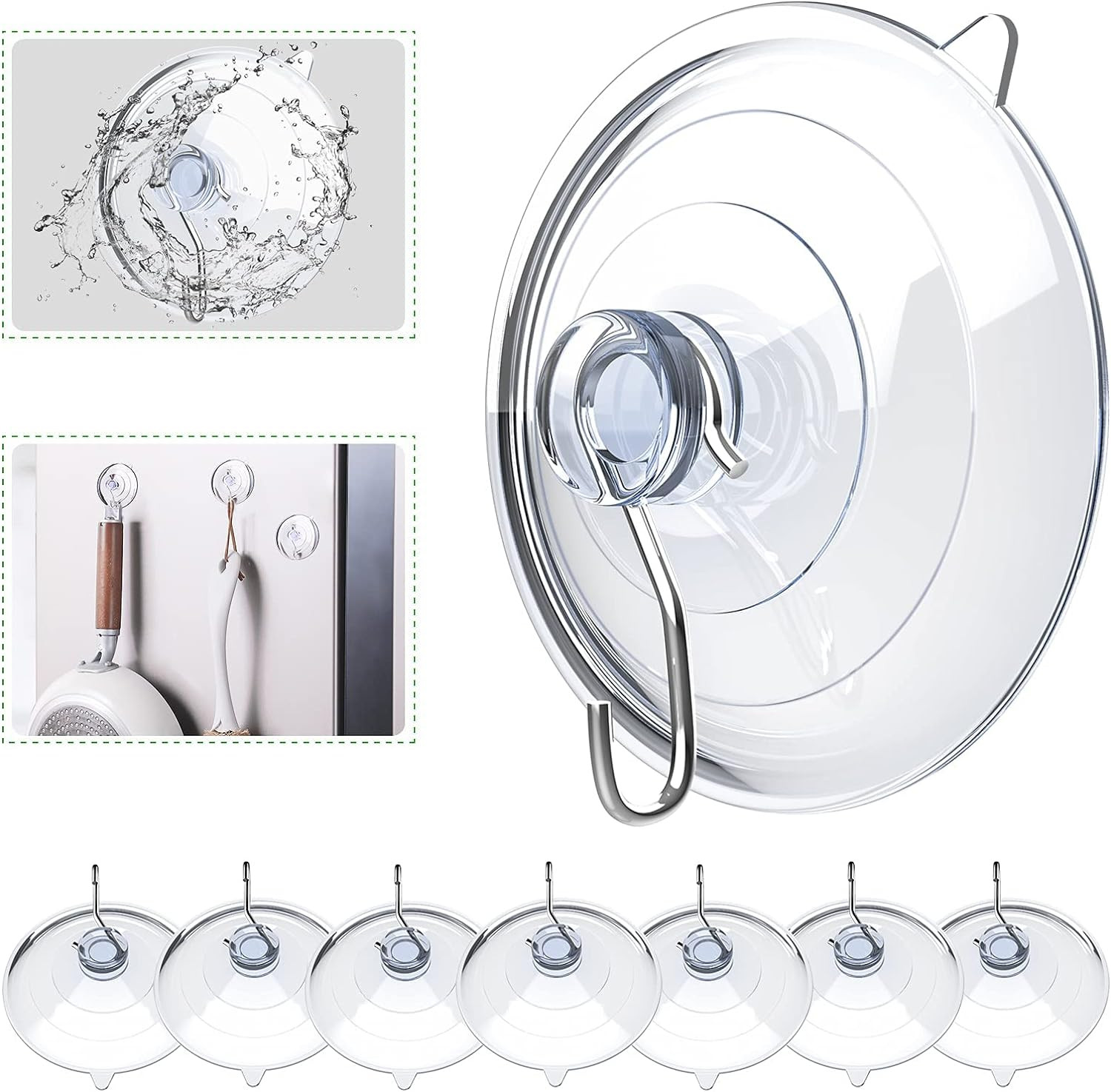 Suction Cup Hooks, 2.5 Inches Clear PVC Suction Cups with Metal Hook gallery