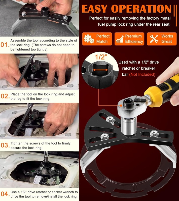 For Universal Fuel Tank Lock Ring Tool 5.31-7.17" Adjustable Removal Installer gallery