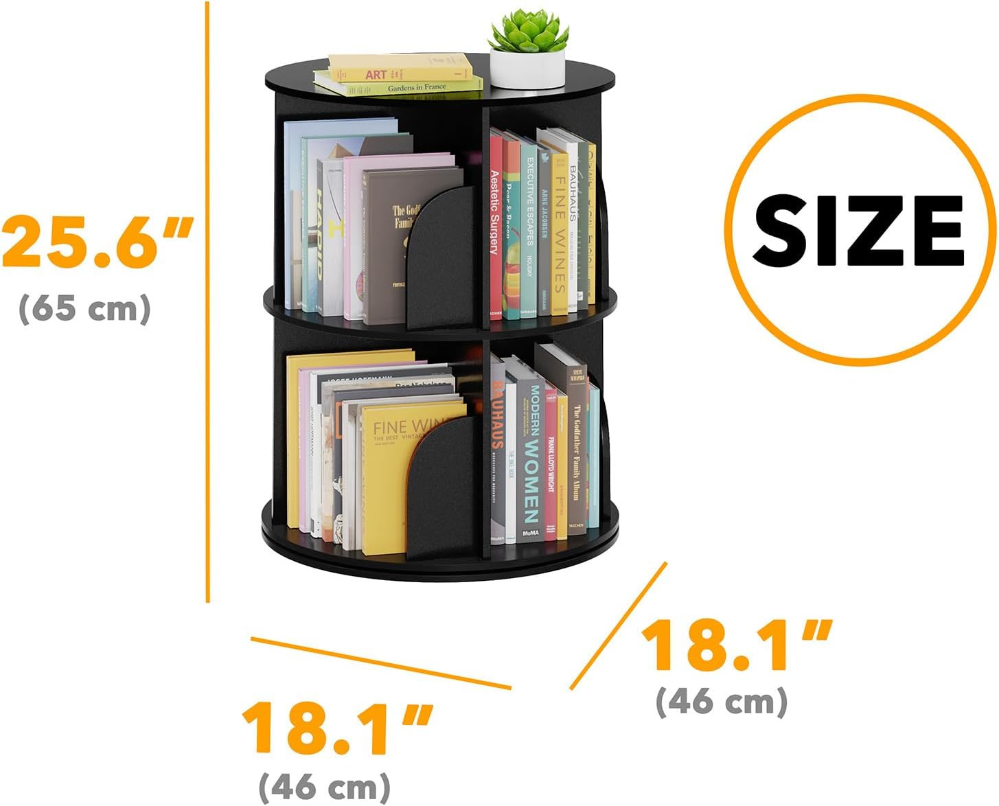 SpaceAid 2 Tier Rotating Bookshelf Tower, Spinning Bookcase Lazy Susan, Revolvin gallery