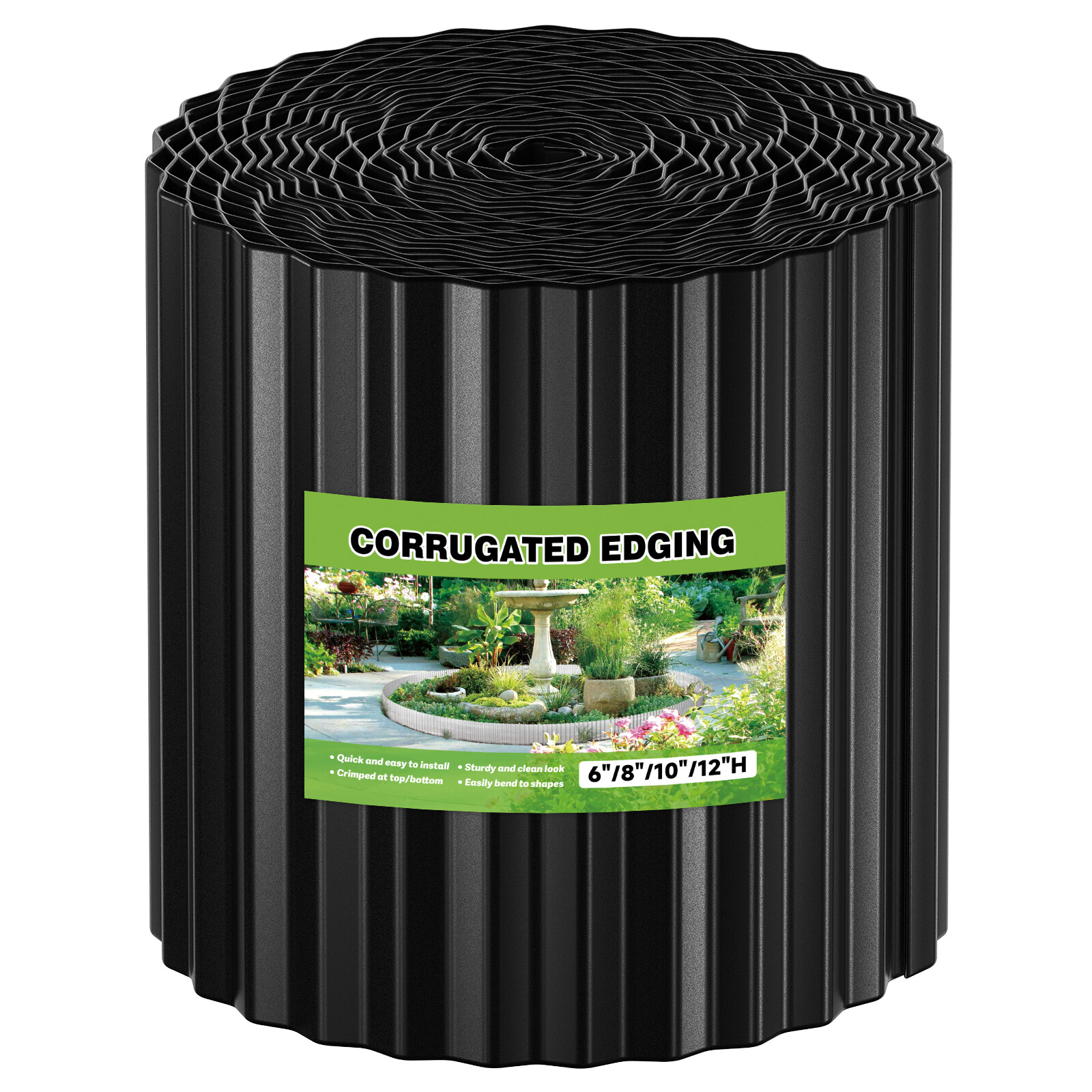 12" x 50Ft Galvanized Steel Landscape Edging Corrugated Metal Garden Edges Black gallery