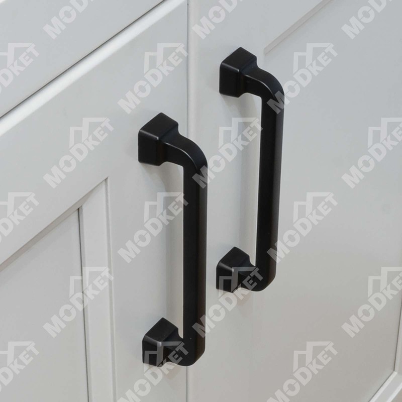Solid Matte Black Cabinet Handles Pulls Knobs Kitchen Bathroom Drawer Square gallery