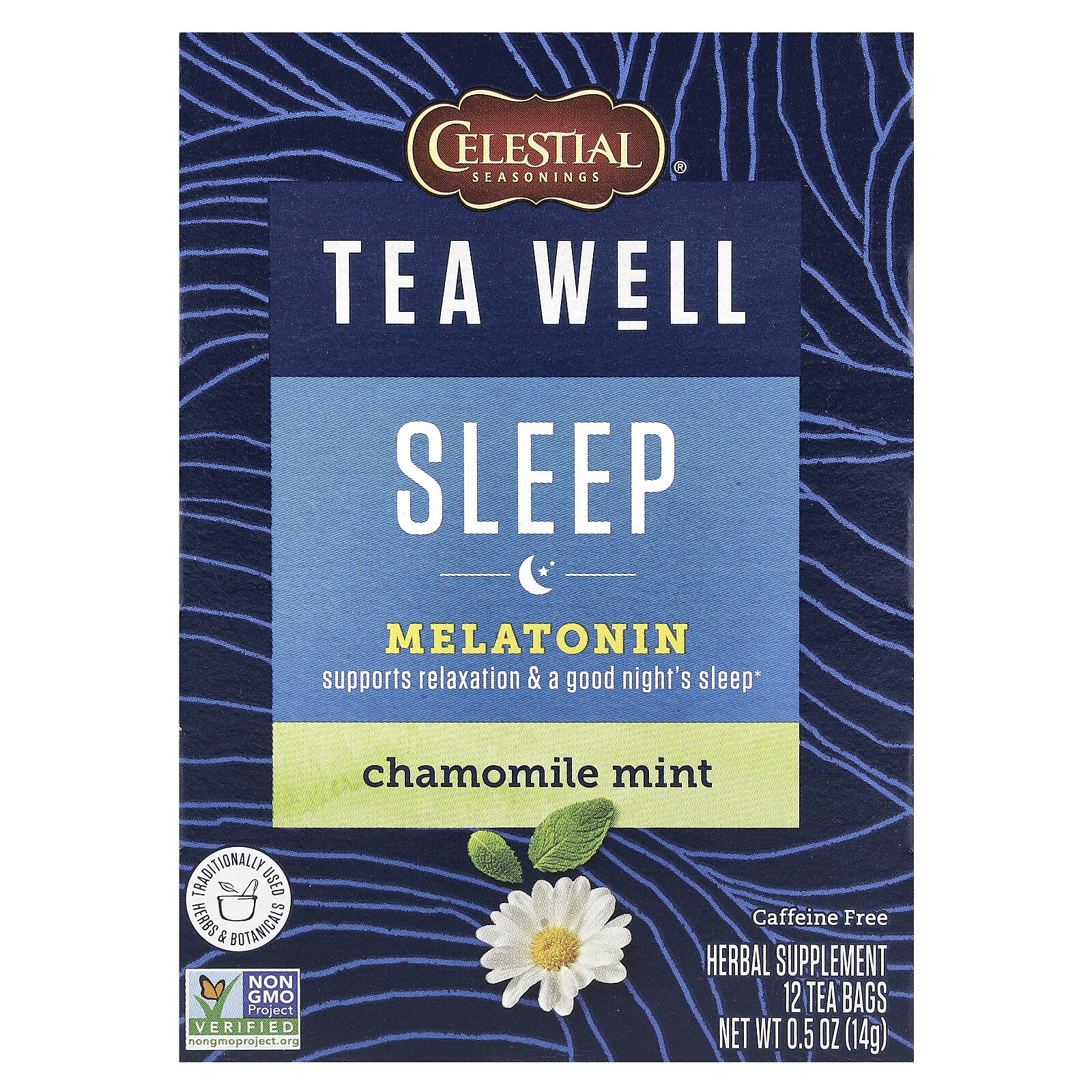 Sleep, Melatonin, Chamomile Mint, Caffeine Free, 12 Tea Bags, 0.04 oz (1.2 g) gallery