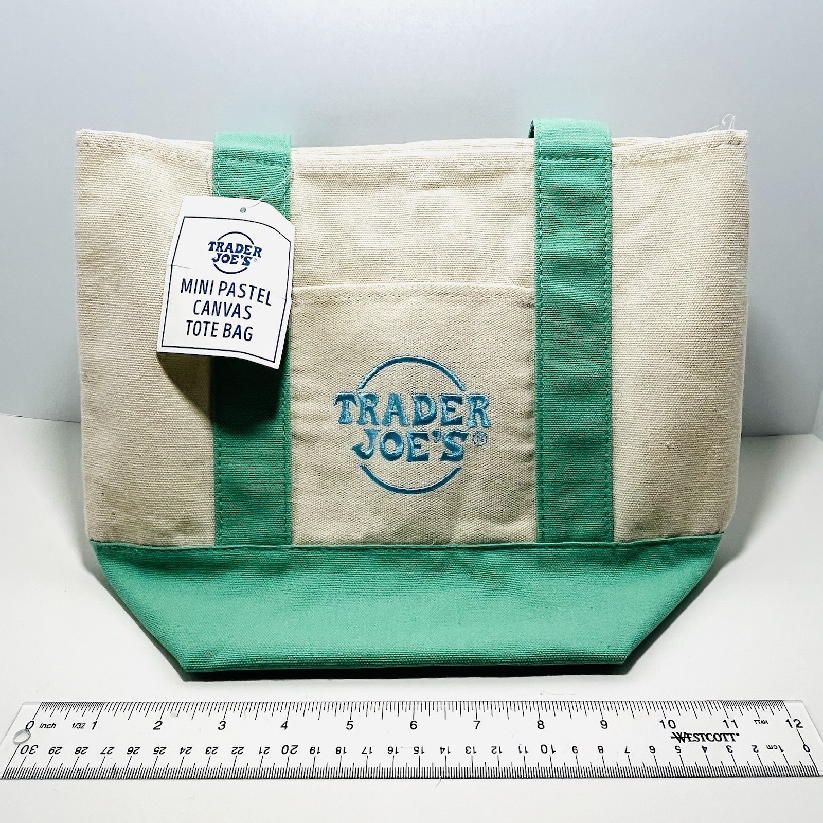 Trader Joe’s Mini Green Pastel Canvas Tote Bag Brand 2026 - NEW gallery