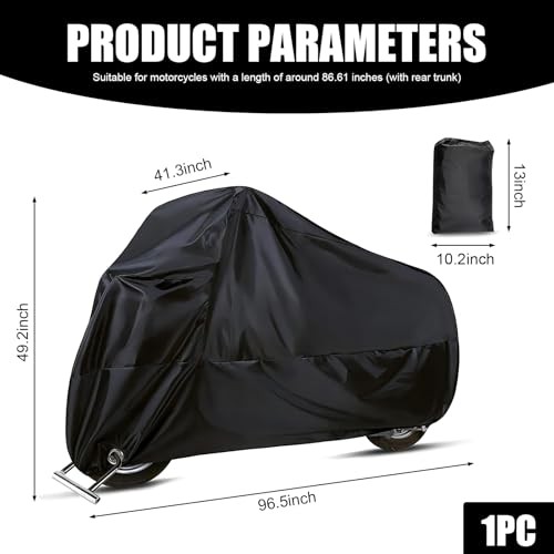 1 PC Motorcycles Vehicle Cover, 49.2" x 41.3" x 96.5" Waterproof 190T gallery