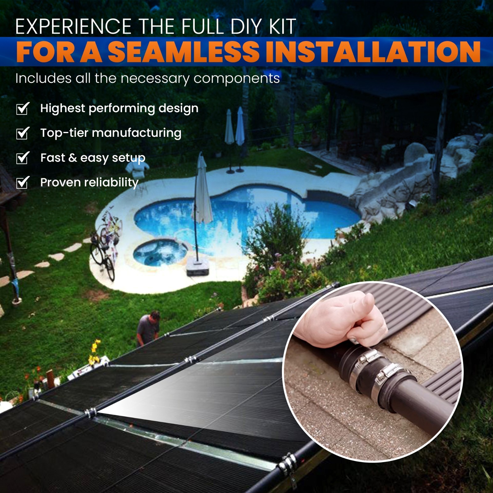 Highest Performing Design - Solar Pool Heater DIY Kit - 15-20 Year Lifespan gallery