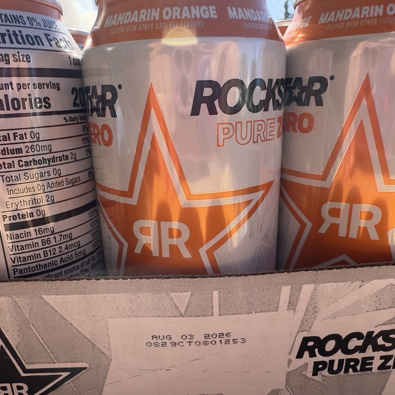 Rockstar Pure Zero Energy Drink Mandarin Orange 16 Fl Oz Cans (12 Pack) FREE SHP gallery
