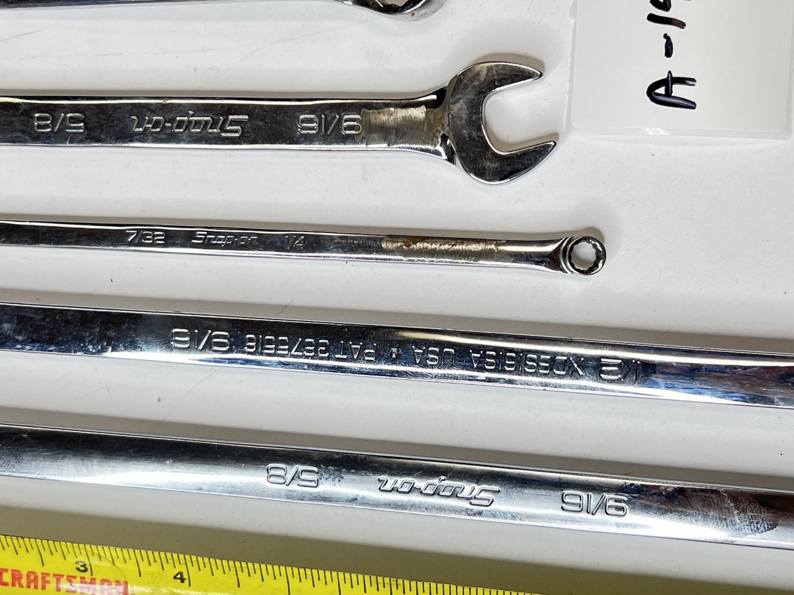Snap-on Mixed SAE Wrench Lot Open End Box End Offset USA 7pc A-1419 gallery