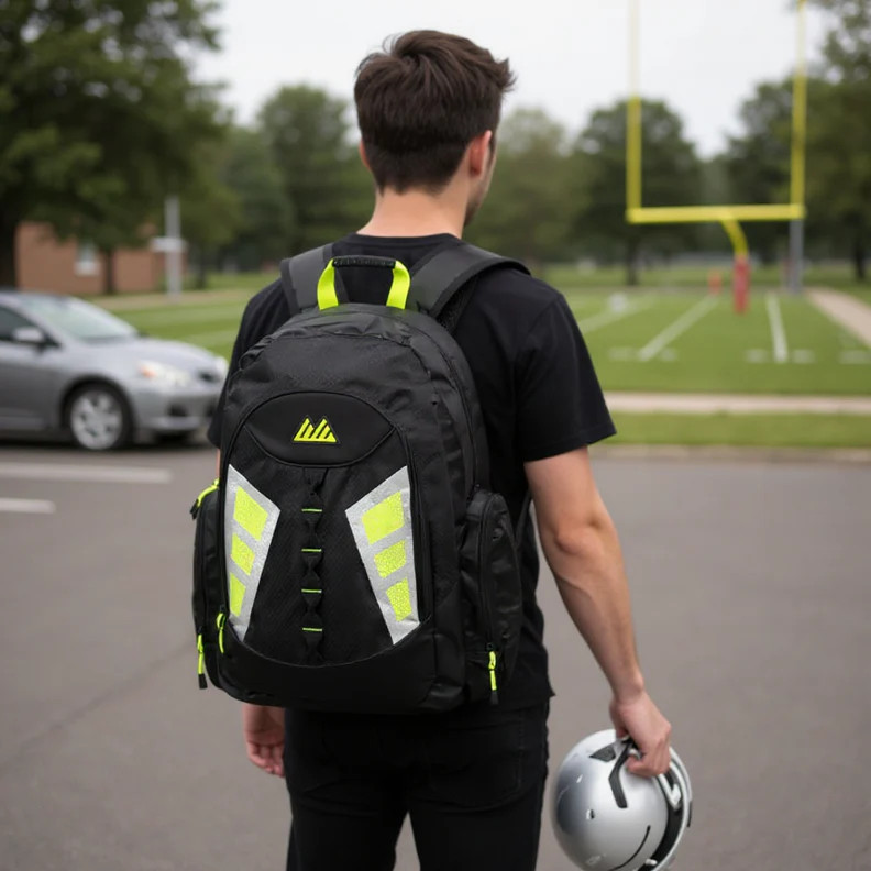 19 Inch Mountain Edge Multi-Pocket Reflective Backpack with Laptop Section-BLACK 5
