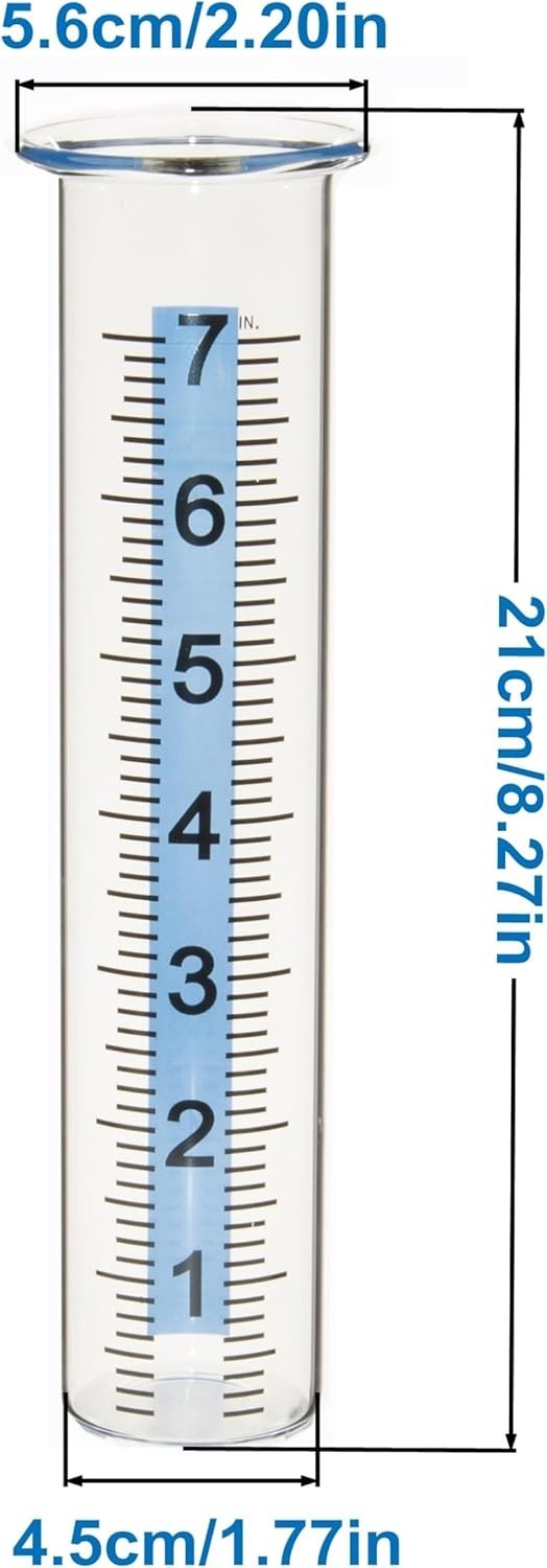7" Capacity Rain Gauge Glass Replacement Tube with Lid Design for Yard Garden Ou gallery