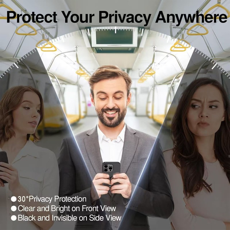 2 Pack Privacy Tempered Glass Screen Protector Kit for iPhone 15 & 16 Series gallery