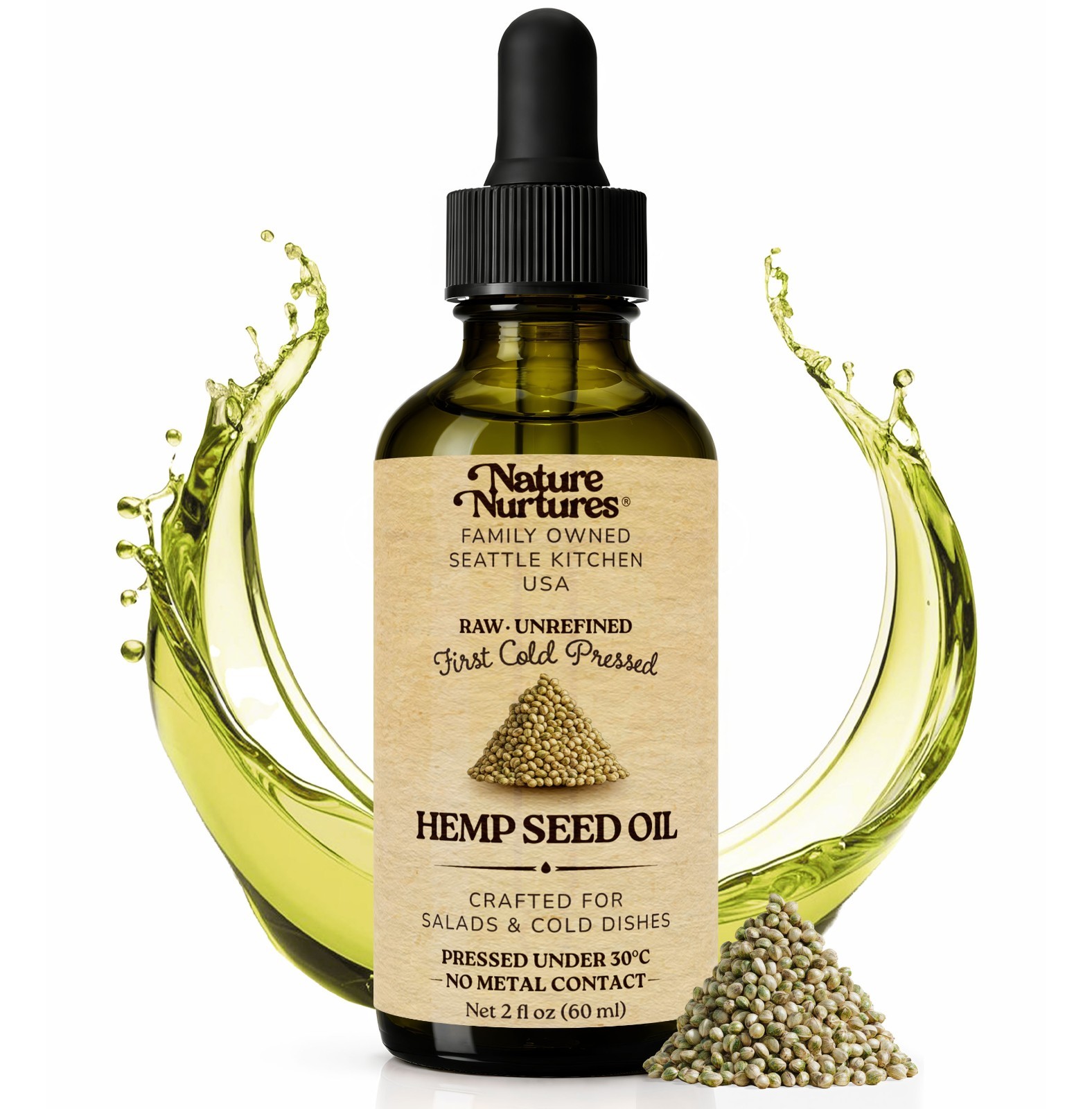 Hemp Seed Oil for Cooking Raw Unrefined First Cold-Pressed Below 30C Made in USA gallery