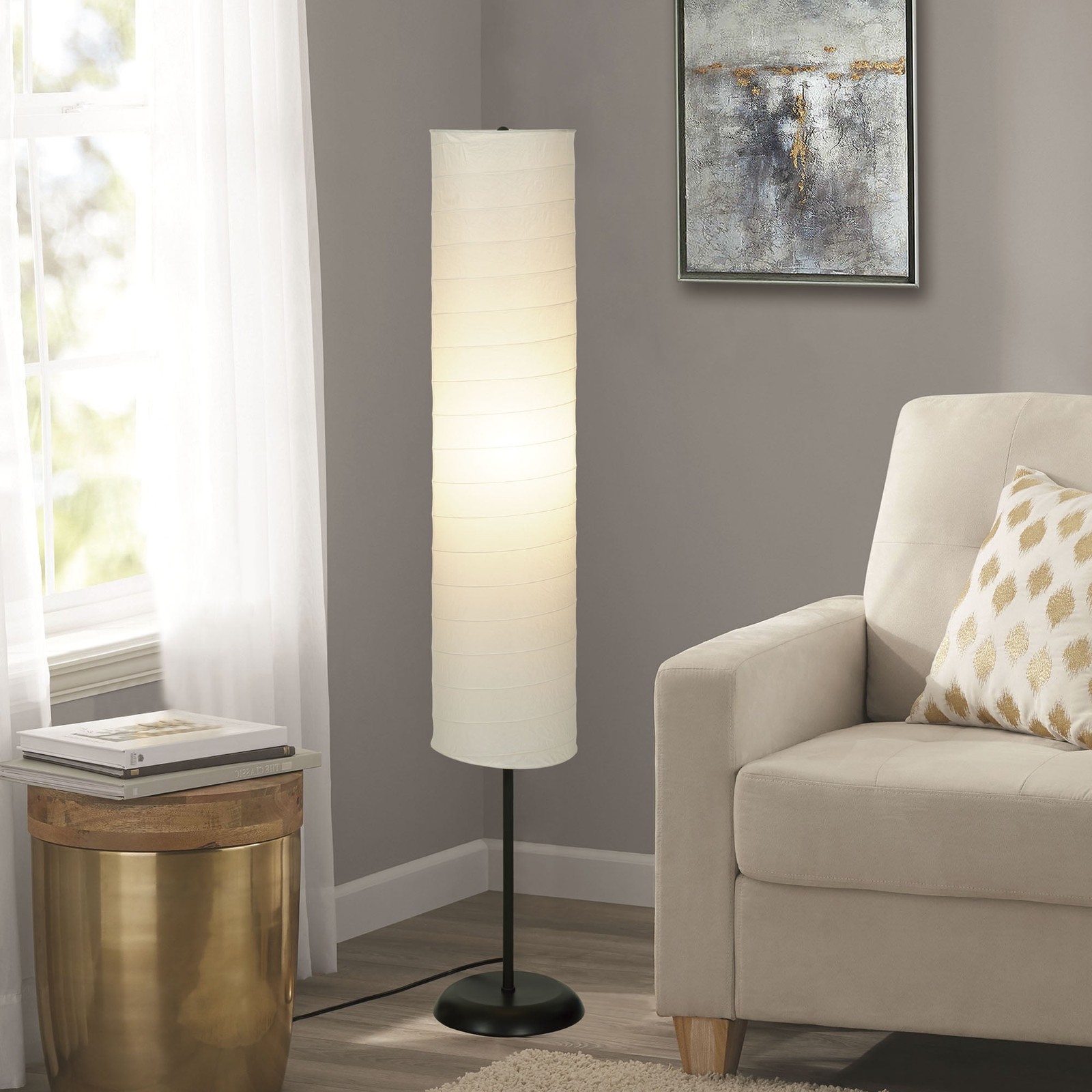 Bohemian Collapsible Floor Lamp, with Ricepaper Ivory Shade gallery