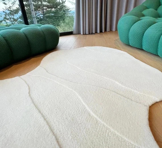 Irregular Shape Hand Tufted 100% Wool Rug High & Low Pile Soft Area Carpet gallery