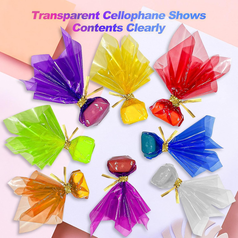 120 Pcs Colored Cellophane Sheets, Easily Shaped Cellophane paper, Cellophane Wr gallery