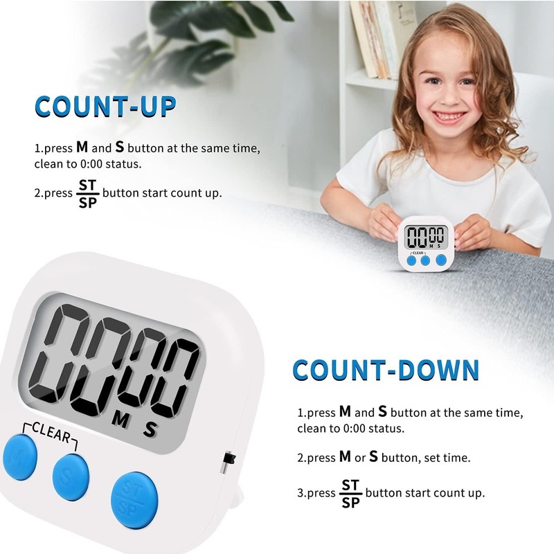 Digital Kitchen Timer Countdown Count Up Magnet Magnetic Switch Small 6 Pack gallery
