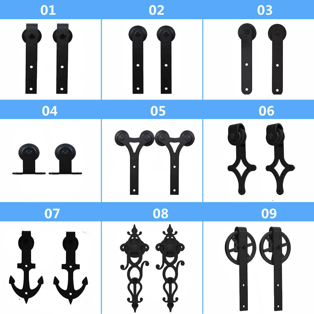 Steel Sliding Barn Door Hardware Kit 4FT/5FT/6FT/6.6FT/8FT for Single Wood Door gallery
