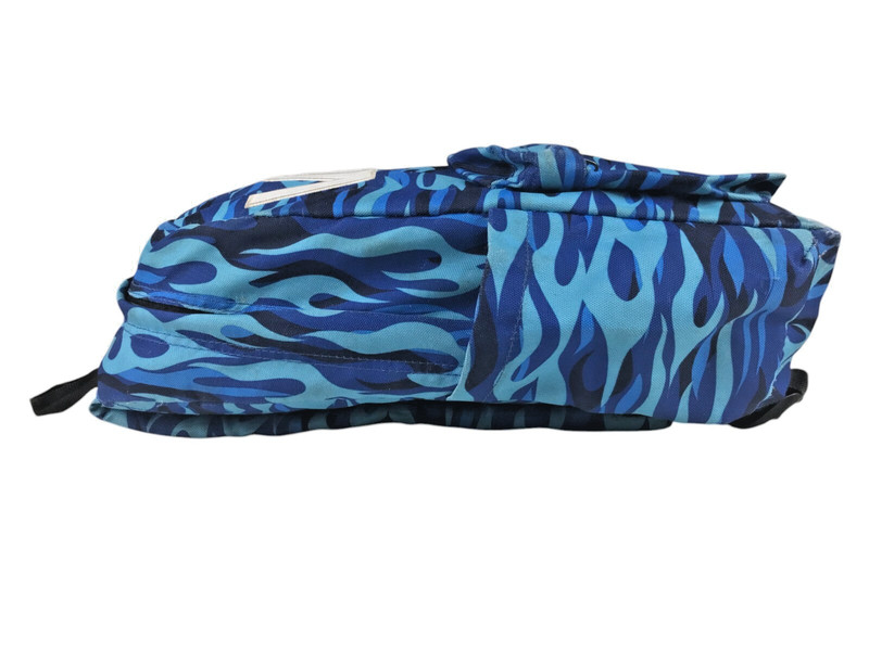 VANS OFF THE WALL Backpack Stitched Logo Aqua/Blue/Black Flames Multiple Pockets 4