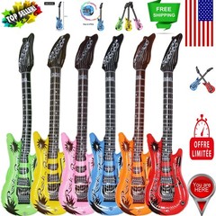 6-Pack Inflatable Guitars – Waterproof Party Decor in Assorted Colors, 37-Inches