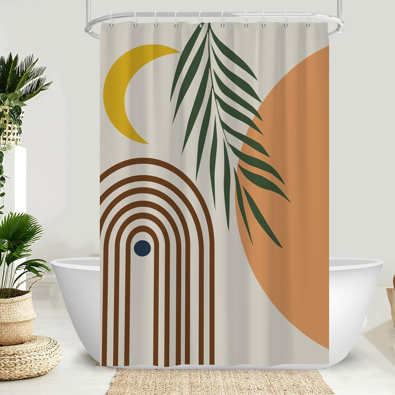 Small Half Size Stall Shower Curtain with 6 48"W X 72"L (Pack of 1) Beige gallery